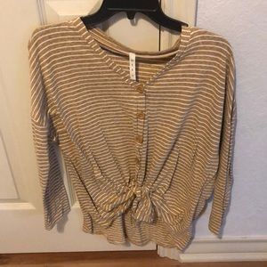 yellow striped long sleeve shirt